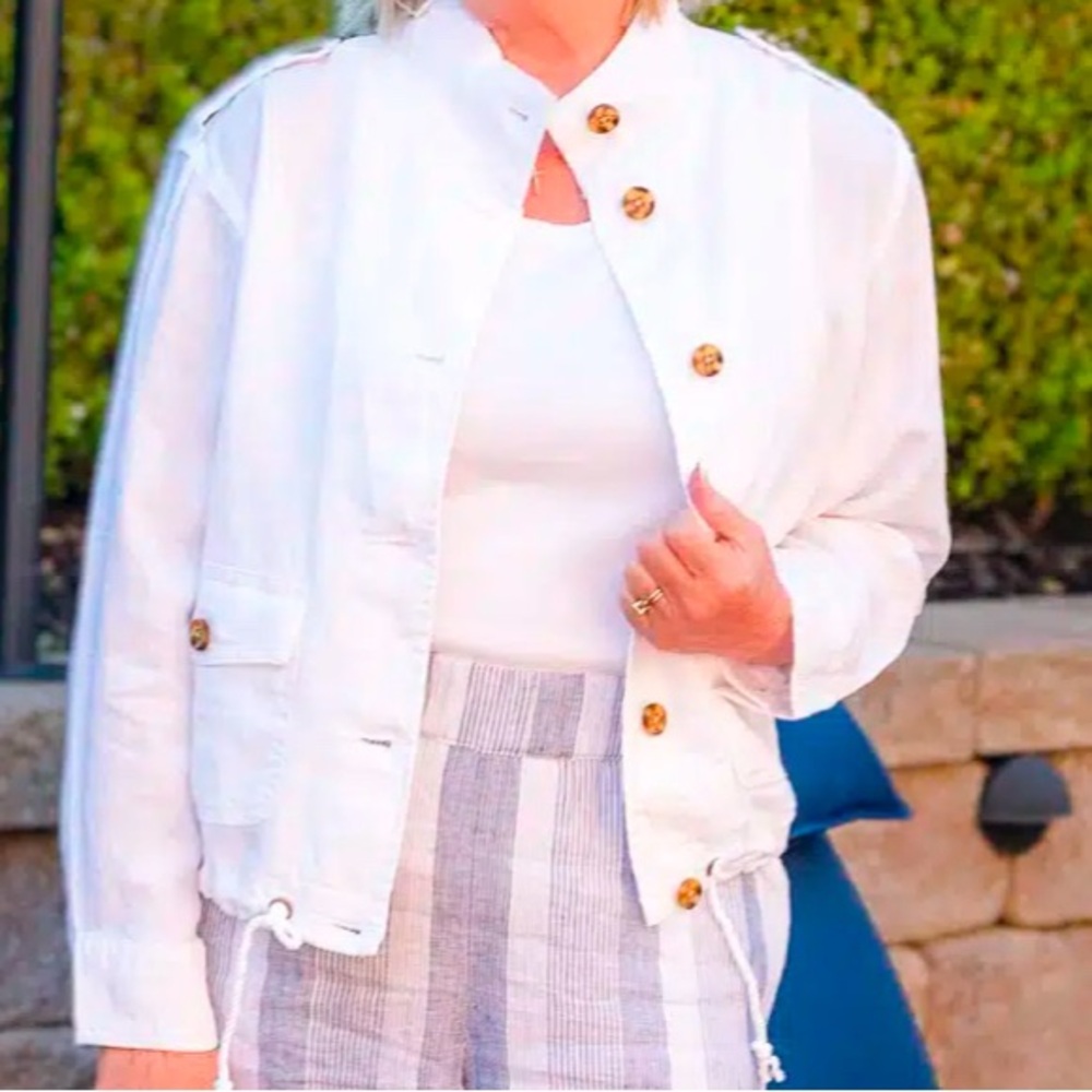 Talbots Summer White Linen Jacket